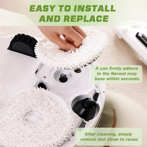 Image of HASTHIP 2Pcs Microfiber Mop Pads Compatible with Narwal Freo /Freo Pro /Freo Z10 /Freo Z Ultra /Freo X10 /Freo X Ultra Vacuum Cleaner, Reusable, Washable, Water Absorbent Cleaning Cloth for All Floor