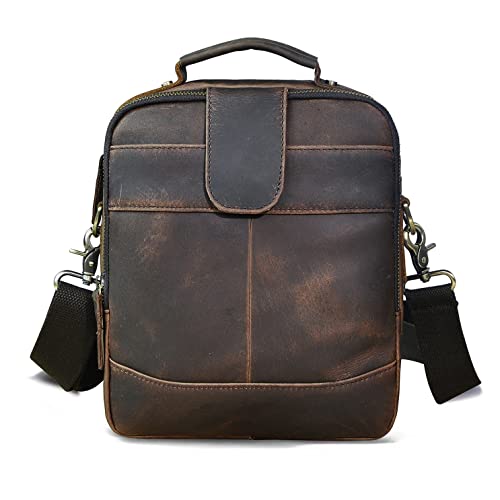 Mens Genuine Leather Sling Messenger Shoulder Cross body University Satchel Bag Tote Business Briefcase