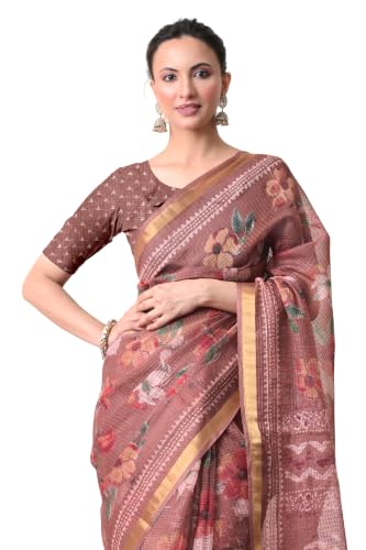Image of MIRCHI FASHION Kota Doria Cotton Saree with Blouse Piece | Paisley Block Printed Saree for Women | Traditional Ethnic Daily Wear Summer Saree