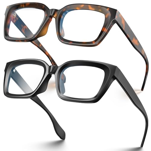 Image of VISOONE Chunky Square Anti Glare UV400 Blue Light Blocking Computer Glasses | 99% Digital Screen Filter Non-Prescription Clear Lens Thick Frame 32g Lightweight Eyewear Office for Men Women MONTANA