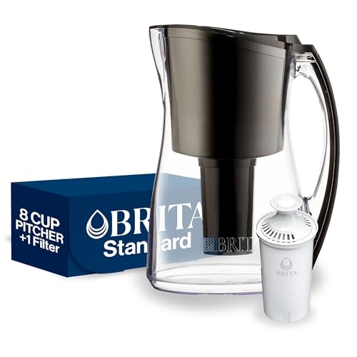 Image of Brita Medium 8 Cup Water Filter Pitcher with 1 Standard Filter, BPA Free - Marina, Black