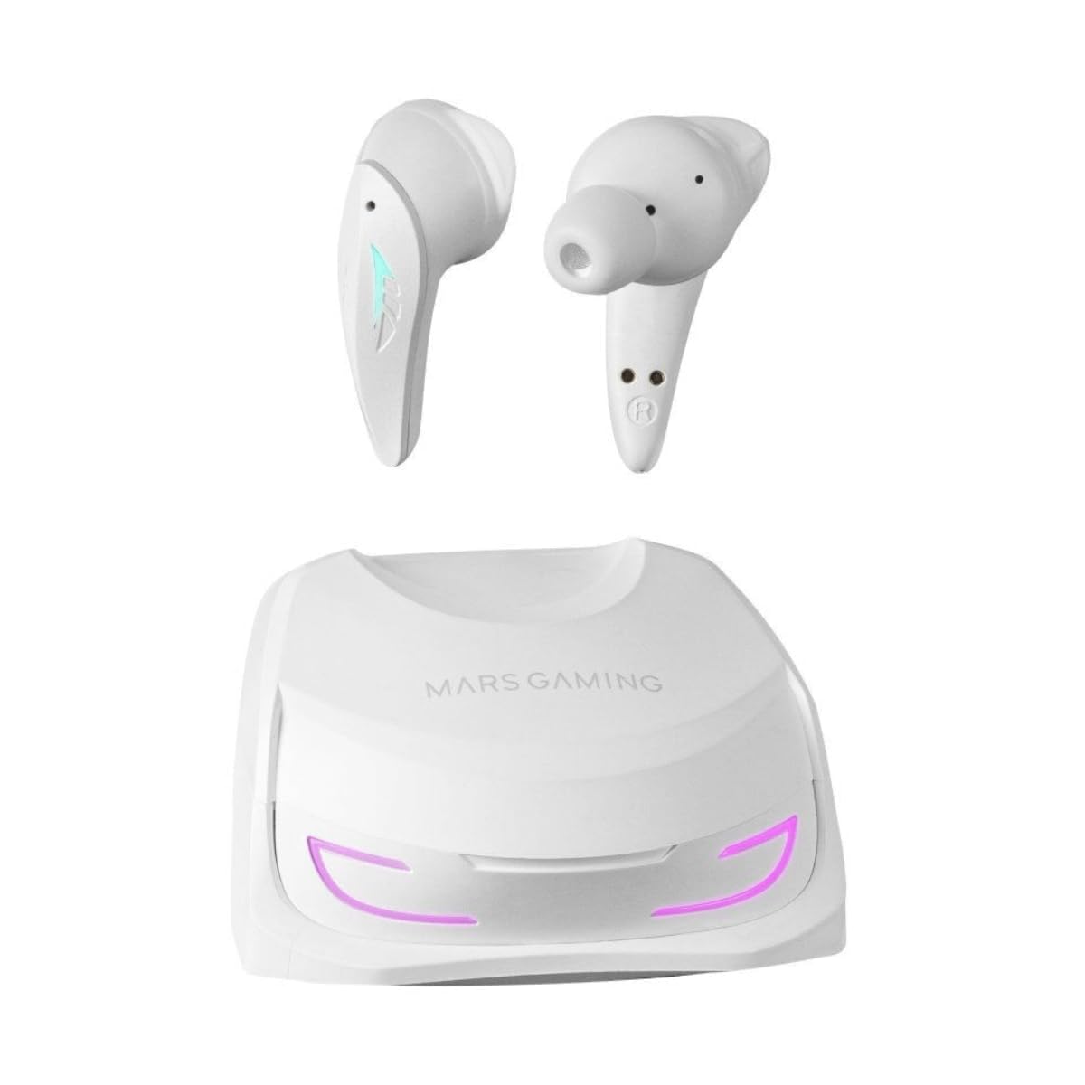Mars Gaming MHI-Ultra, Auriculares Inalámbricos TWS, RGB Flow, Bluetooth 5.3, Triple Cancelación Ruido, 24H Batería, Blanco