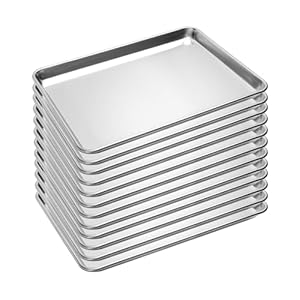 12 Pack Half Size Baking Sheet Pan, Aluminum Commercial Cookie Sheet Pan, Durable & Anti-Stick 18”x 13”