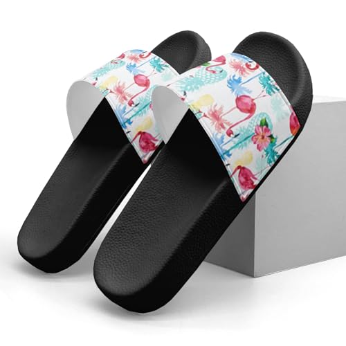 Flamingo Gold Pineapple Design Slippers Sandals for Women Men Casual Athletic Sandals Pool Shower Indoor Outdoor Slide Slippers3