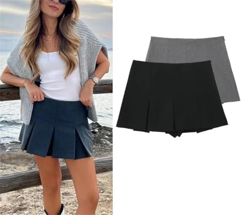 Solid Color Ruffle Slim Pleated Mini Women's Casual High Waist Skirt2