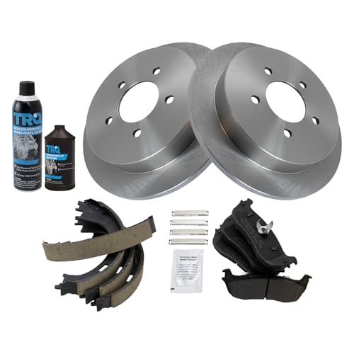Image of TRQ Rear Brake Pad & Rotor Kit Semi-Metallic Compatible with 1997-2002 Ford Expedition 1999-2003 F-150 2004 F-150 Heritage 2002 Lincoln Blackwood 1998-2002 Navigator