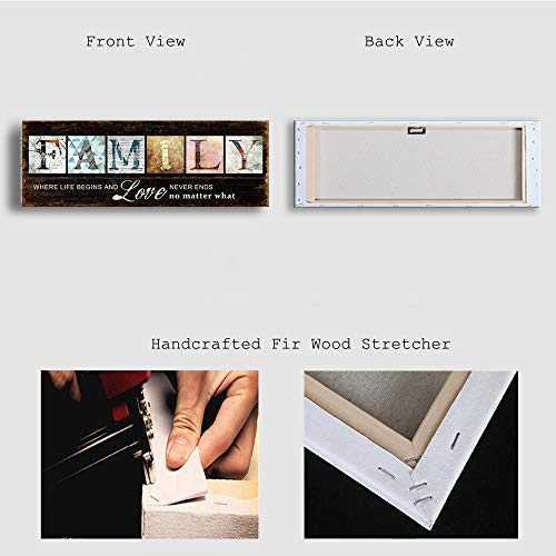 Kas Home Inspirational Quotes Motto Canvas Wall Art,Family Prints Signs Framed, Retro Artwork Decoration For Bedroom, Living Room, Office & Home Wall Decor (5.5 X 16 Inch, Family) #TOP4