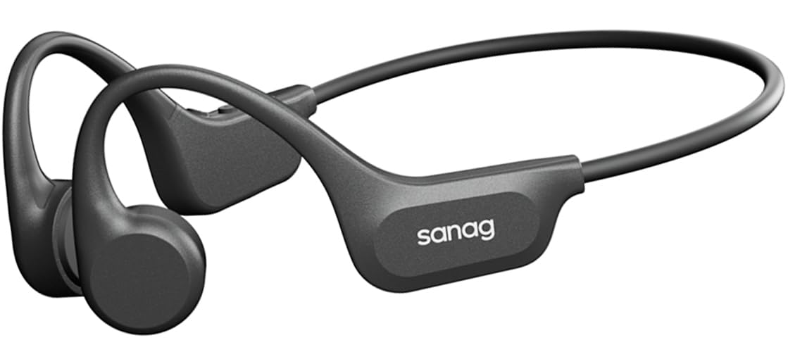 SANAG Casque Conduction Osseuse Bluetooth 5.3 IP68 Étanche Natation, Écouteur sans Fil MP3 32Go, Open Ear Oreilles Libres, Course à Pied, Cyclisme, avec Micro, 8H Autonomie & Charge Rapide