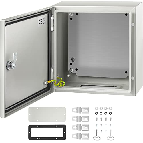 VEVOR NEMA Steel Enclosure 12×12×6,NEMA 4X Steel Electrical Box,IP66 Waterproof & Dustproof,Outdoor/Indoor Electrical Junction Box,with Mounting Plate