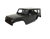 1/10 Wrangler Hard Body Shell Kit – 313mm Wheelbase for Axial SCX10,SCX10 II,90046,90047,RGT EX86100 – Unassembled 4-Door Crawler Body with Openable Doors & Full Interior (Black)