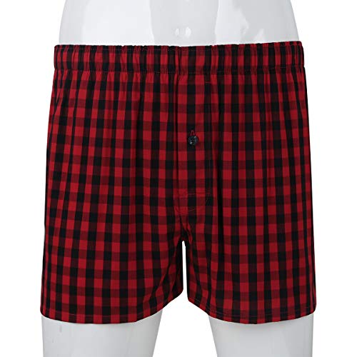 Men's Boxer Short Cotton Tartan Plaid Comfy Pajama Bottom Casual Soft Sleep Shorts with Button Fly3