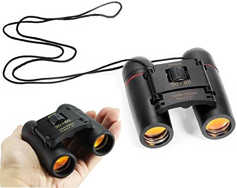 ARPDJK 30x60 Compact Small Binoculars Powerful Folding Telescope With Clean Cloth and Carry Case, Lightweight Pocket Binoculars For Adults, kids, Bird Watching, Astronomy (Black) (BLACK)