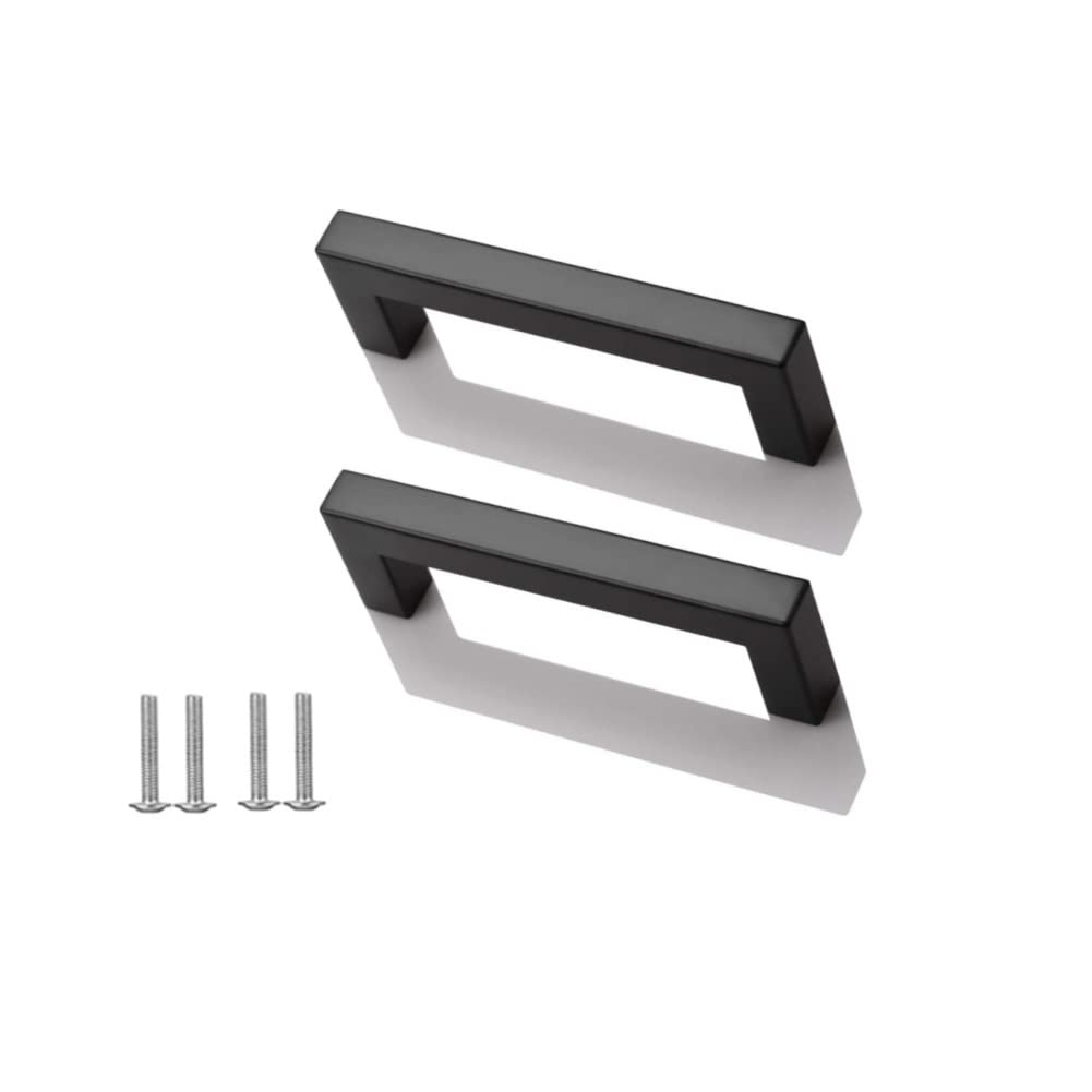 SYDARSYN 2 Pack Kitchen Cabinet Handles Black Stainless Steel Kitchen Cupboard Handles Hole Spacing 96 mm
