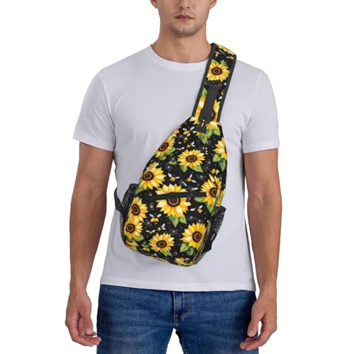Bolso tipo bandolera con estampado de abejas y girasoles miniatura 7