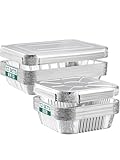 NEEBAKE 24 Pack Disposable Aluminum Pans with Lids Combo Set- 12 Large 9x13 Foil Pans Half Size & 12 Small 8x...