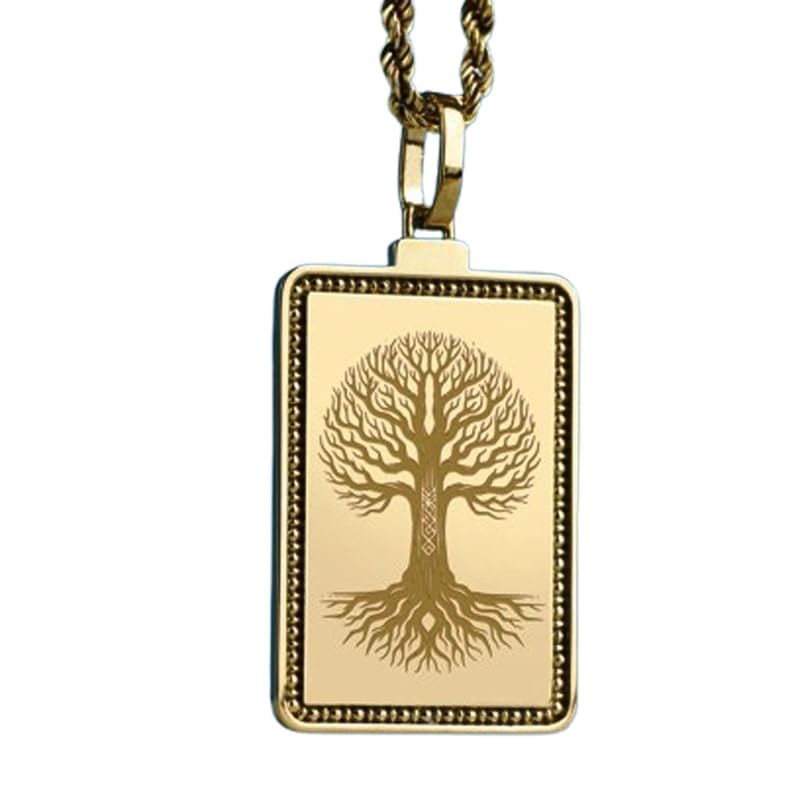 Yggdrasil pendentif arbre de vie en argent et or le cadeau fait main idéal et mixte