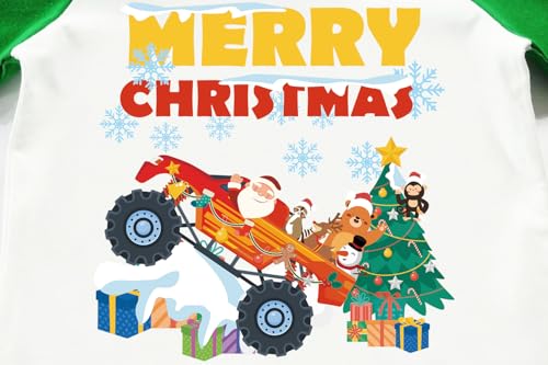 Image of Tkria Boys Girls Christmas Shirts for Kids Deer Monster Truck Excavator T-Shirt Long Sleeve Sweatshirt Toddler Tee Top 2-10T