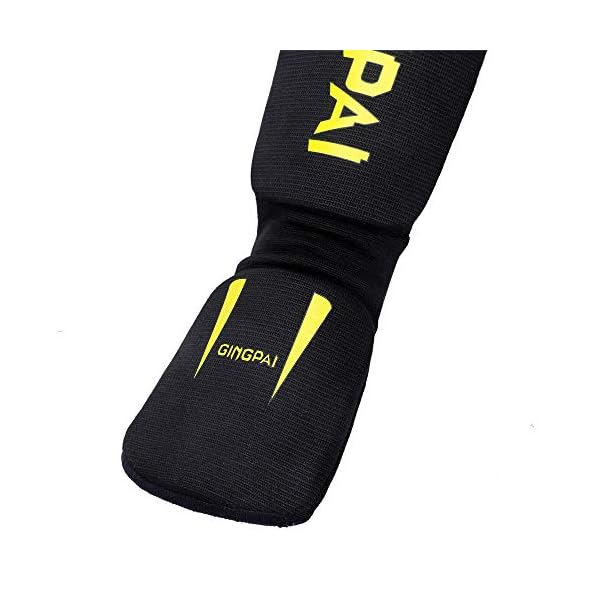 Combat Sports Washable MMA Elastic Cloth Shin&Instep Padded Guards, Premium Leg Protective Gear Guards&Pads - Ideal Shin Guard for Shin Protection, Wrestling, Sparring, Muay Thai, Kickboxing & Karate