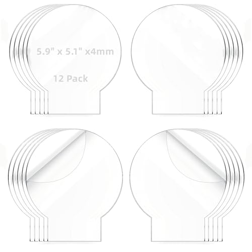 Image of 12 Pcs 5.9 inch x 5.1 inch Round Clear Cast Acrylic Sheets for LED Light Base Clear Plexiglass with Protective Film 4 mm Thick for LED Signs & Day DIY Crafts