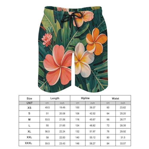 Mens Shorts Tropical Flowers and Foliage Men Swim Trunks Quick-Dry Beach Shorts with Drawstring Pocket Bathing Suit2
