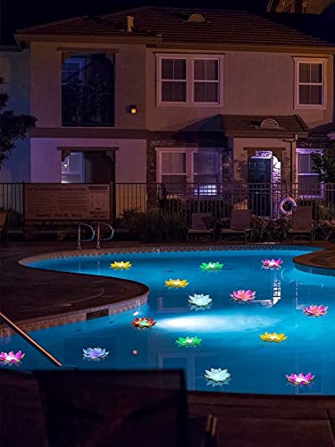 LOGUIDE Floating Pool Lights,Lily pad Pond Light LED Lotus Flower Lamp,Battery Operated Multicolor Fun Pool Accessories for Pool at Night-Outdoor Swimming Gifts Christmas Decorations-6 Pcs(Dragonfly)