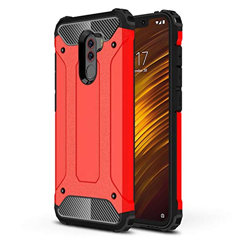 LXHGrowH Funda Xiaomi Pocophone F1, Fundas 2in1 Dual Layer Anti-Shock 360° Full Body Protección TPU Silicona Gel Bumper y Duro PC Armadura Carcasa para Xiaomi Pocophone F1, Rojo