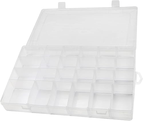Bettomshin Caja de almacenamiento de componentes PP de 13.58 x 8.46 x 1.57 pulgadas, organizador de plástico, contenedor ajustable, 24 rejillas