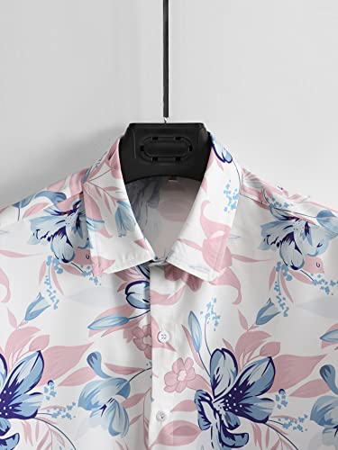 OYOANGLE Men's Tropical Print Button Down Short Sleeve Collared Hawaiian Vacation Shirt3