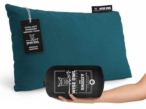 Wise Owl Outfitters Camping Pillow &ndash; Memory Foam Travel Pillow for Airplane Sleeping, Hiking...