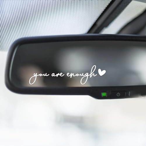Image of You Are Enough Car Mirror Decal Set, Affirmation Gift | Rearview mirror self-love decals, positive affirmation gift for women