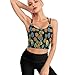 Casual Support Yoga Bra Pineapples Tropical Palm Branch Black, Padded Gym Running Workout Tank, Wirefree Sports Top for Women & Girls