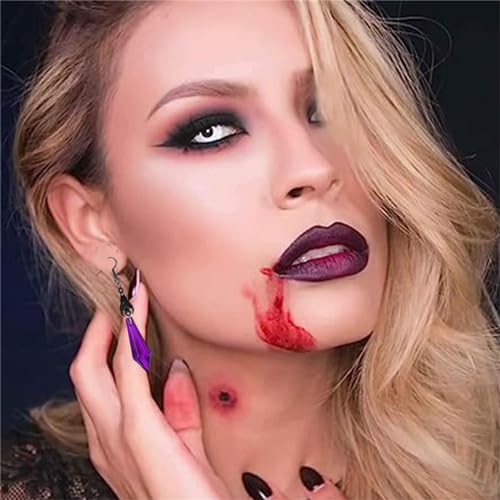 WCRAZYE Gothic Dark Bat Earrings Unique Red Black Crystal Gems Bat Earrings Punk Rock Style Bat Animal Dangle Drop Earrings Halloween Costumes Earrings Jewelry for Women3