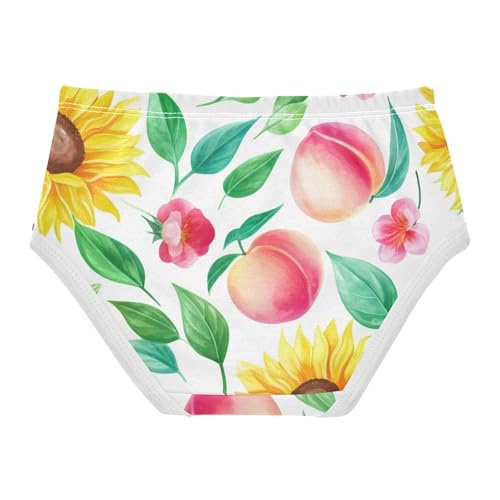 Cotton Girls Underwear Toddlers Watercolor Yellow Sunflowers Peach Leaves Panties for Girl Cartoon Underpants Briefs 2t2