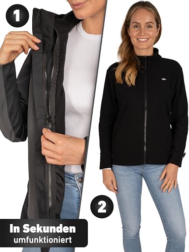 Valkental - Reflektierende & Wasserdichte 3in1 Jacke Damen [Fleece Zipp-In & Verstaubare Kapuze] Geeignet als Winterjacke, Regenjacke & Fahrradjacke - 10.000mm Wassersäule - Doppel Reißverschluss
