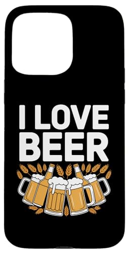Taza de cerveza con texto en inglés 'I Love Beer Cheers Lager Ale' Carcasa para iPhone 15 Pro Max