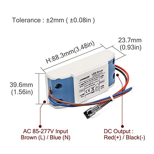 Chanzon LED Driver 600mA (Constant Current Output) 18V-34V (In: 100-240V AC-DC) (6-10)x3W 18W 20W 21W 24W 27W 30W Power Supply 600 mA Lighting Transformer for High Power 20 W COB Chips (Plastic Case)