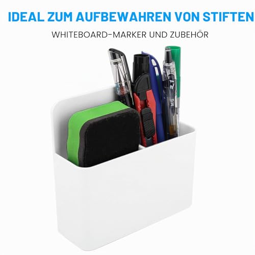 MoKo Magnetisch Markerhalterung, Magnet Ablage Whiteboard Stifthalter Schulbedarf für Schulleben Kühlschrank Whiteboard Schließfach und andere magnetische Oberflächen, Weiß