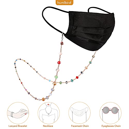Humlbird 2 Pcs Glasses Chain Mask Lanyard Strap Mask Chain Face Mask Holder Around Neck Eyeglass Chain For Women Stylish, Grey Colorful #TOP1