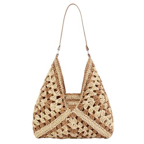 Stylish Straw Beach Bag for Women, Large Hand-Woven Purse with Vintage Top Handle, Wicker Handbag for Vacation, Outdoor, Holiday, Work, Everyday (Style3)