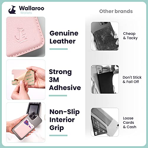Premium-Leather-Credit-Card-Holder-Stick-On-Wallet-iPhone-Android-Smartphones-Rose-Gold-Leather-Wallaroo