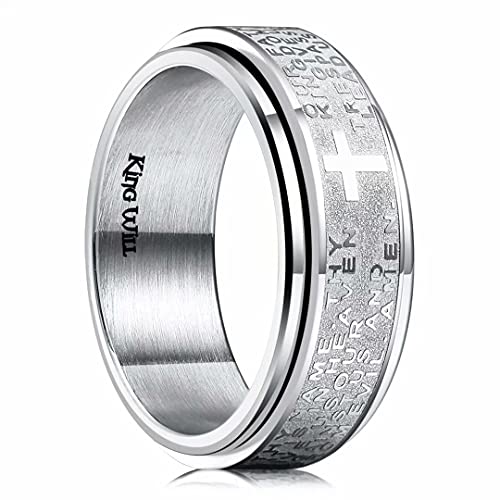 Alliance Bible gravée finitions haute polie anneau de mariage luxe 8mm King Will