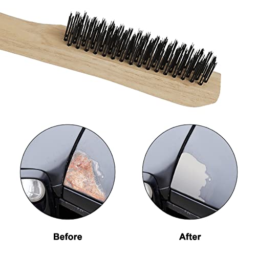 Image of VASTOOLS Wire Brushes Set.for Cleaning Welding Slag, Rust and Dust.10 Heavy Duty Carbon Steel Shoe Handle Wire Scratch Brushes 6pcs, 8 inch Stainless Steel Toothbrush 4pcs