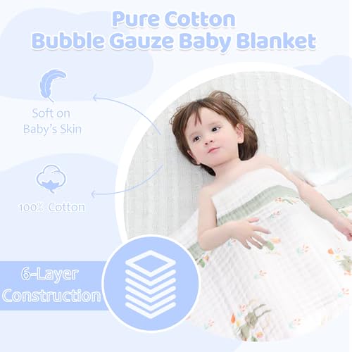 Image of Muslin Baby Towels Bath Towels 43 x 43 Inch Soft 100% Cotton Cute Animal Print Washcloths Extra Large Baby Bath Towels for Newborns Infants Toddlers Kids