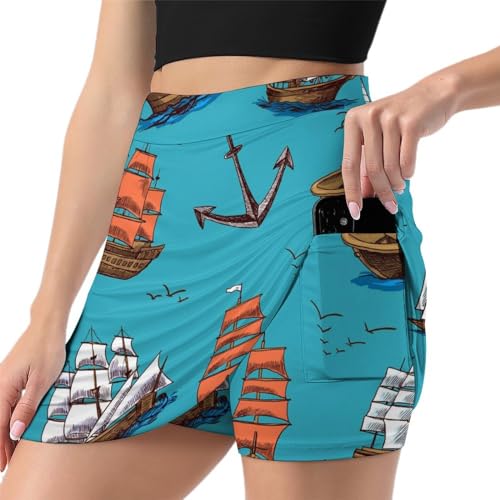 Jupe short de sport femme anti-frottement avec poche pour smartphone et balles