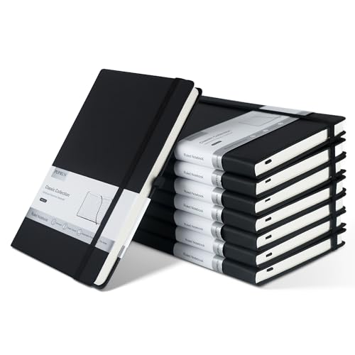 POPRUN 8 Pack Black Lined Journal Notebooks, Waterproof PU...