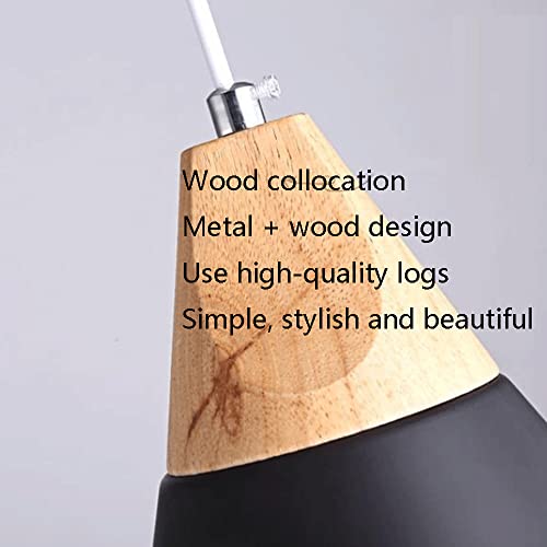 Lampe suspendue macaron E27 lustre en bois et métal