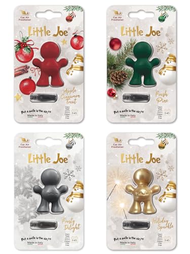 4 x Air Freshener Christmas Mix Limited Edition Little Joe Car Air Freshener - Christmas/Winter Edition (Gold/Silver/Dark Green and Dark Red)
