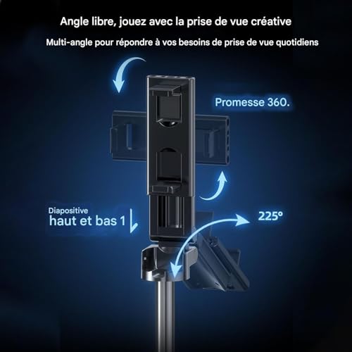 Trépied léger pour téléphone avec perche télescopique et commande sans fil - 5