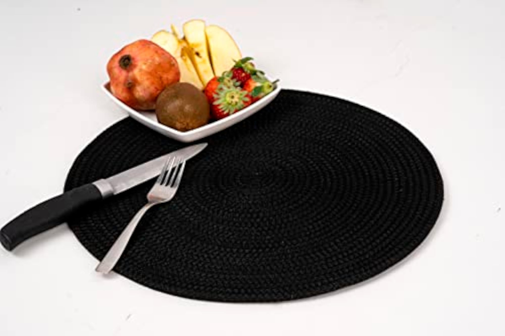 Braided Polyester Round Placemats for Dining Table, Handmade Decor