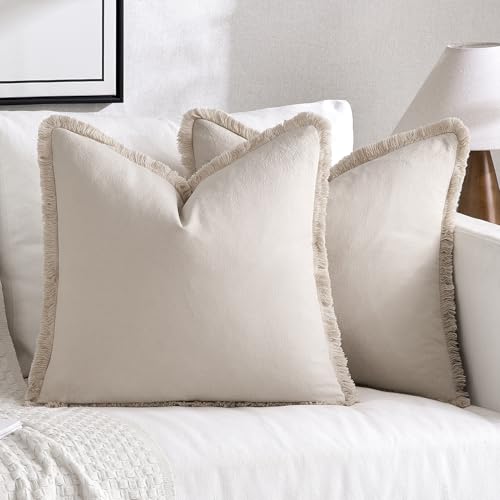 MIULEE Throw Pillow Covers Boho Farmhouse 18x18 Set of 2